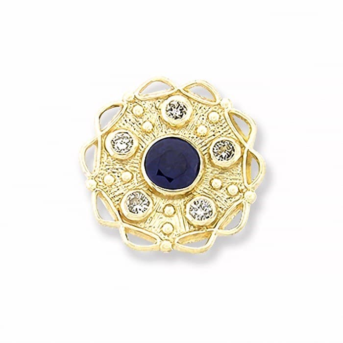 SL248 14kt Yellow Gold Blue Sapphire and Diamond top