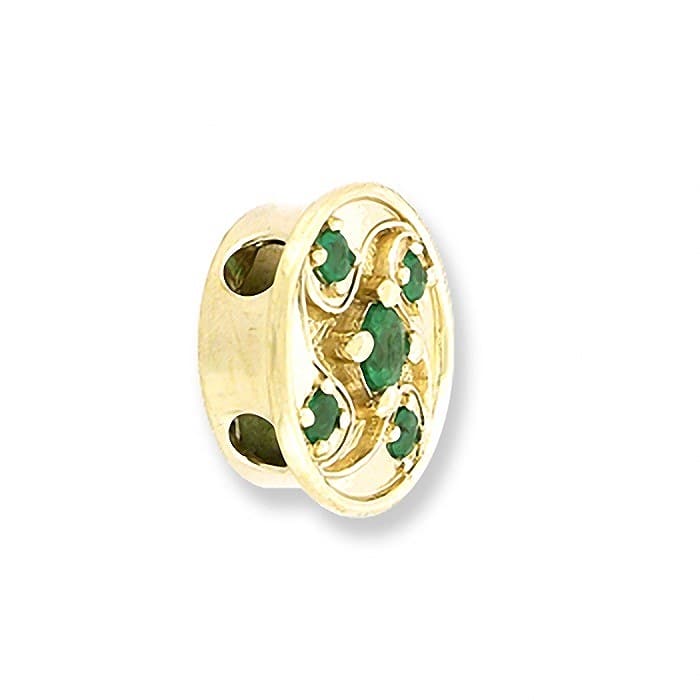 SL255 14kt Yellow Gold Emerald and Emerald angle