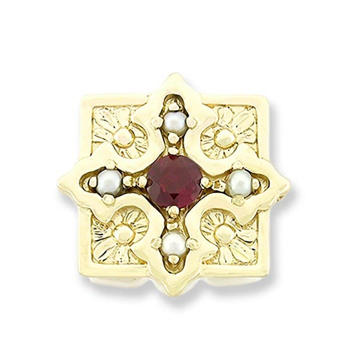 SL259 14kt Yellow Gold Ruby and Pearl top