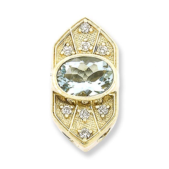 SL272 14kt Yellow Gold Aquamarine and Diamond top