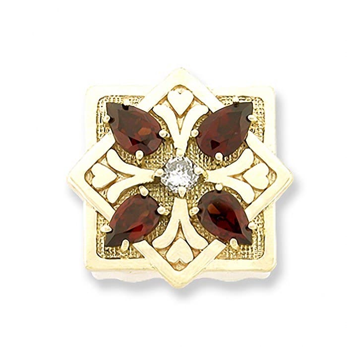 SL273 14kt Yellow Gold Diamond and Garnet top