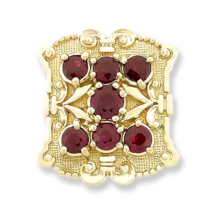 SL296 14kt Yellow Gold Ruby and Ruby top