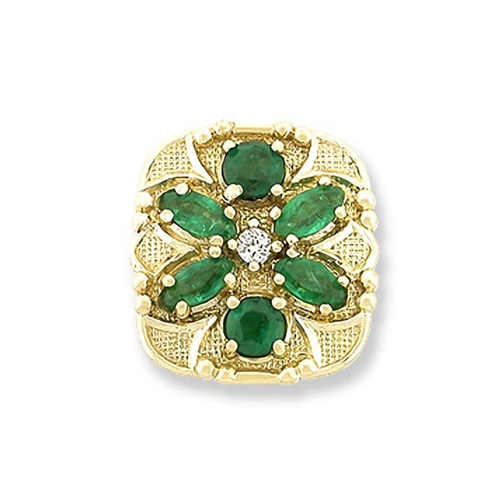 SL306 14kt Yellow Gold Diamond and Emerald and Emerald top