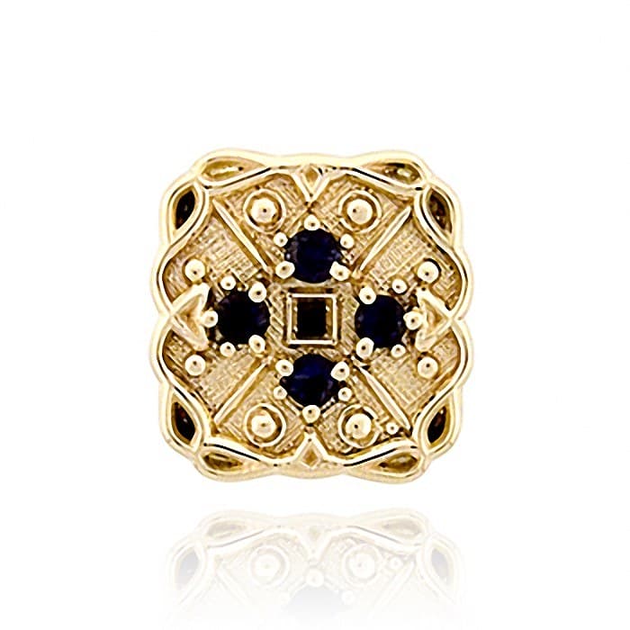 SL349 14kt Yellow Gold Blue Sapphire top