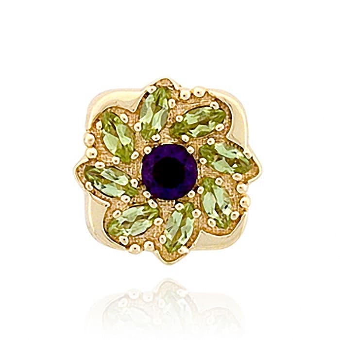 SL350 14kt Yellow Gold Amethyst and Peridot top