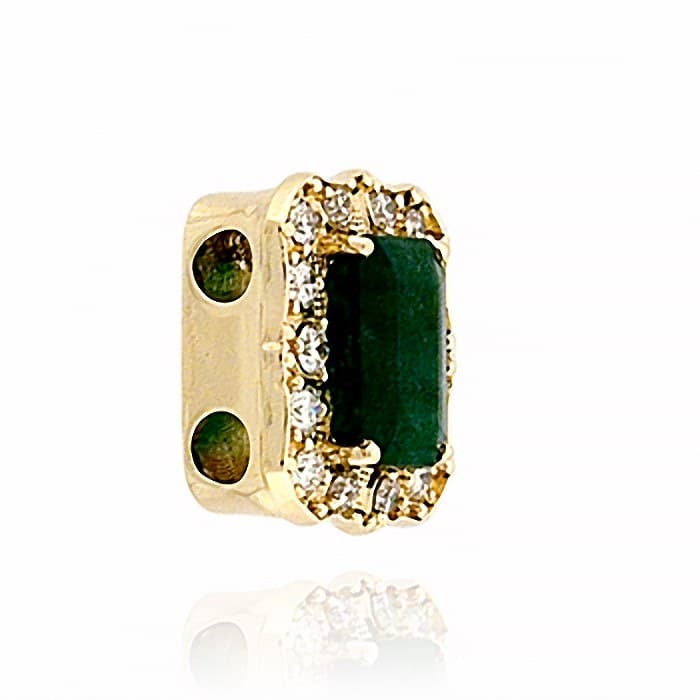 SL352 14kt Yellow Gold Emerald and Diamond angle