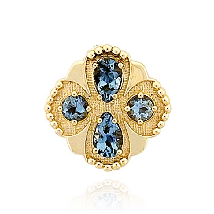 SL353 14kt Yellow Gold Swiss Blue Topaz and Swiss Blue Topaz top