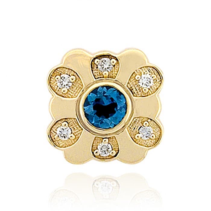 SL354 14kt Yellow Gold London Blue Topaz and Diamond top