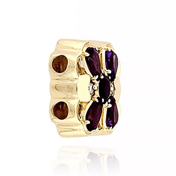 SL357 14kt Yellow Gold Amethyst and Amethyst and Diamond angle