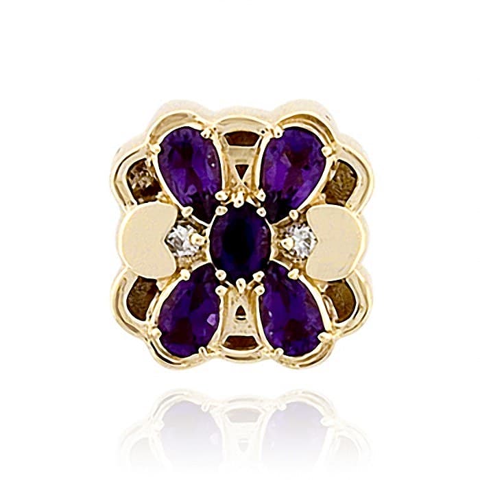 SL357 14kt Yellow Gold Amethyst and Amethyst and Diamond top