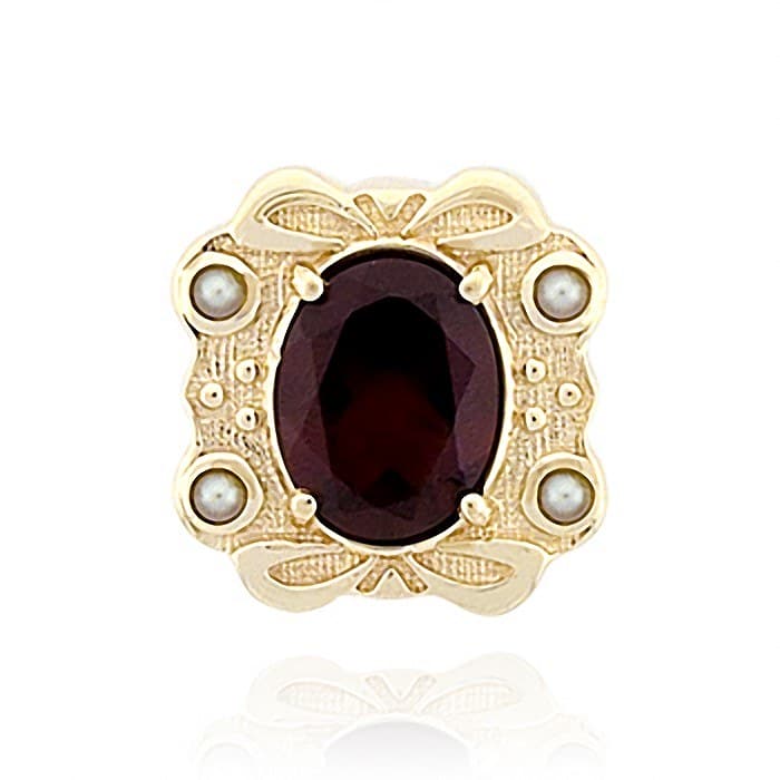 SL360 14kt Yellow Gold Garnet and Pearl top