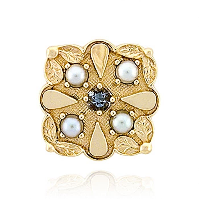 SL361 14kt Yellow Gold Aquamarine and Pearl top