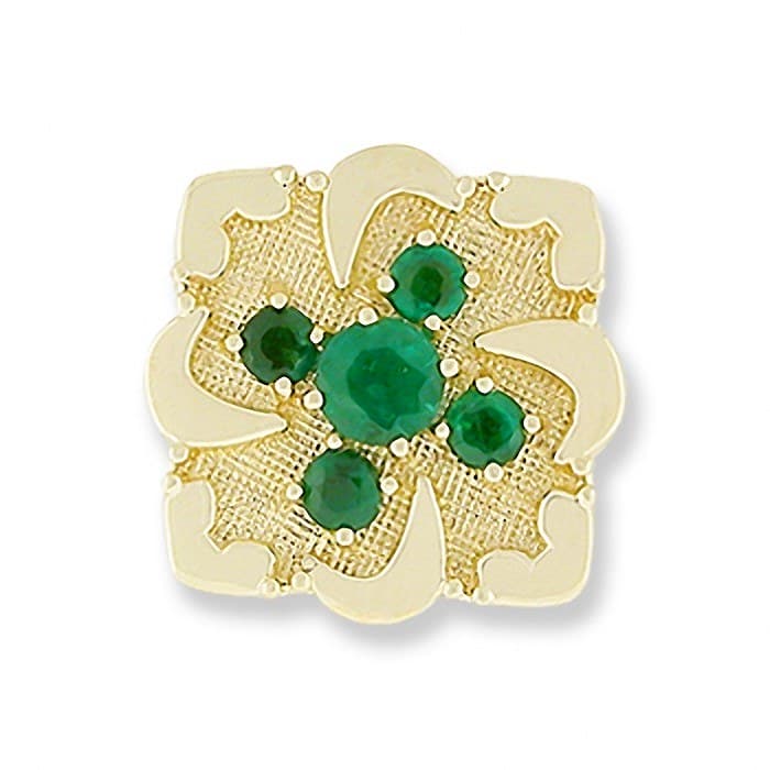 SL362 14kt Yellow Gold Emerald and Emerald top