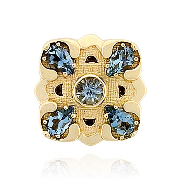 SL363 14kt Yellow Gold Aquamarine and Aquamarine top