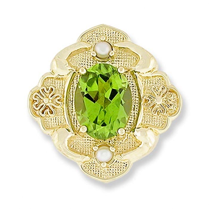 SL364 14kt Yellow Gold Peridot and Pearl top