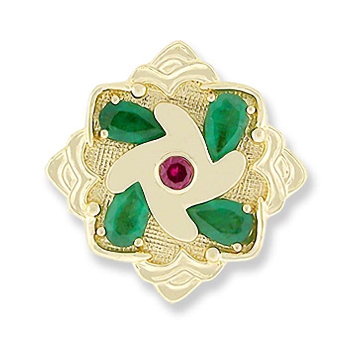 SL365 14kt Yellow Gold Ruby and Emerald top