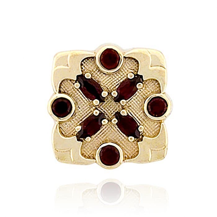 SL366 14kt Yellow Gold Garnet and Garnet top