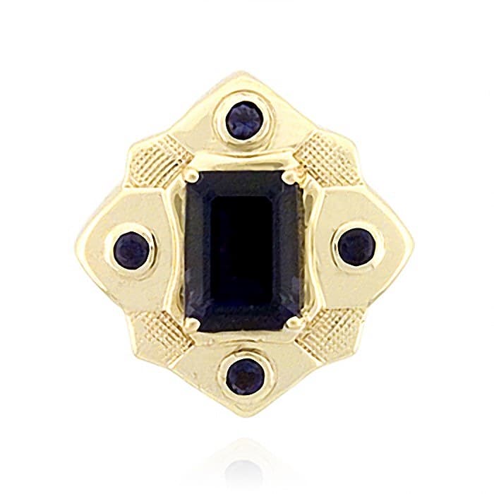 SL367 14kt Yellow Gold Iolite and Iolite top