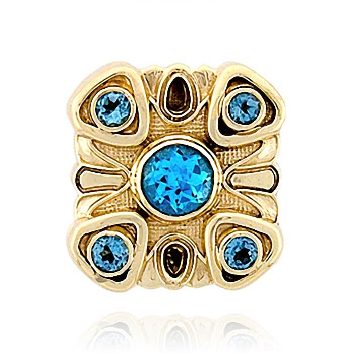 SL368 14kt Yellow Gold Swiss Blue Topaz and Swiss Blue Topaz top