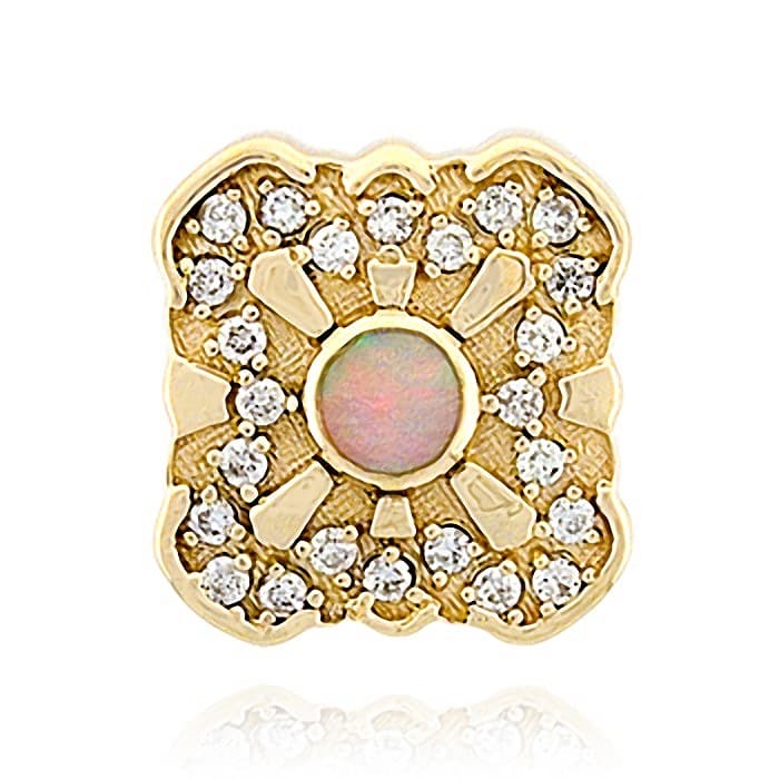 SL369 14kt Yellow Gold Opal and Diamond top