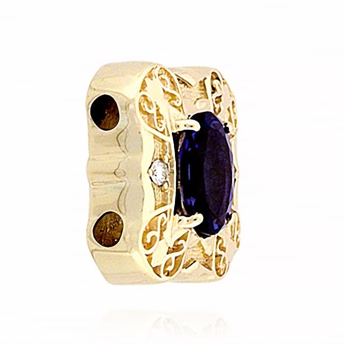 SL371 14kt Yellow Gold Iolite and Diamond angle