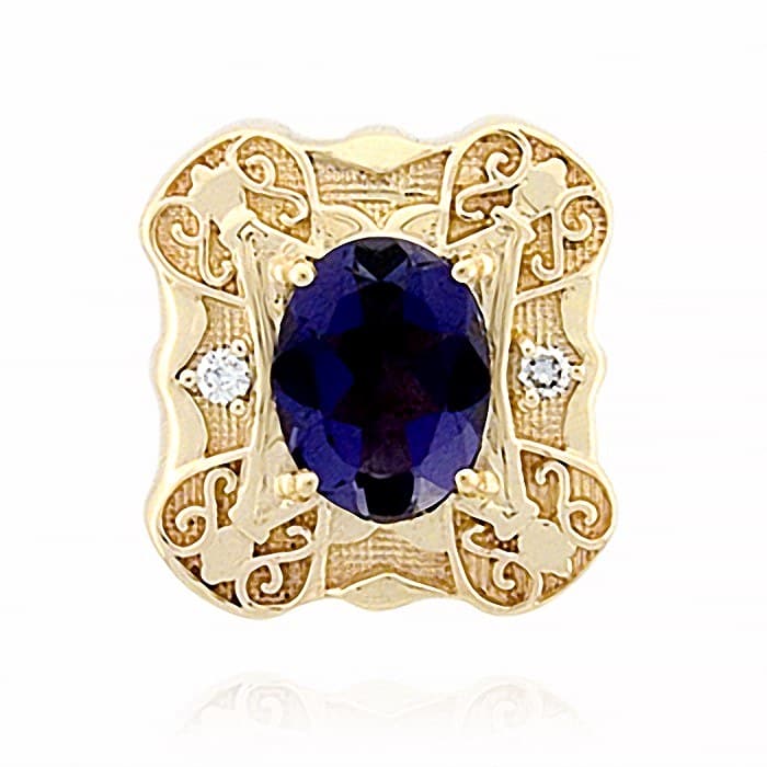 SL371 14kt Yellow Gold Iolite and Diamond top