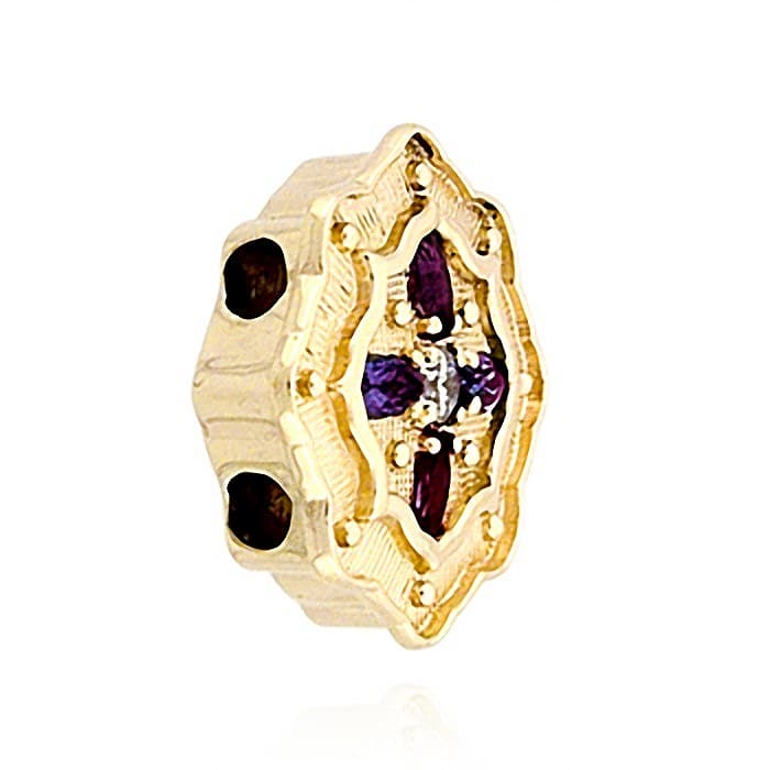 SL377 14kt Yellow Gold Diamond and Amethyst angle