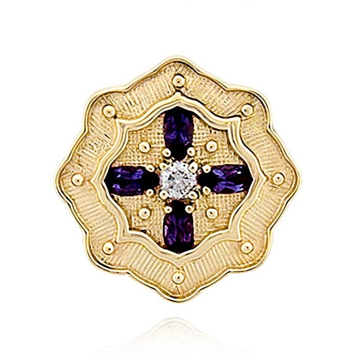 SL377 14kt Yellow Gold Diamond and Amethyst top