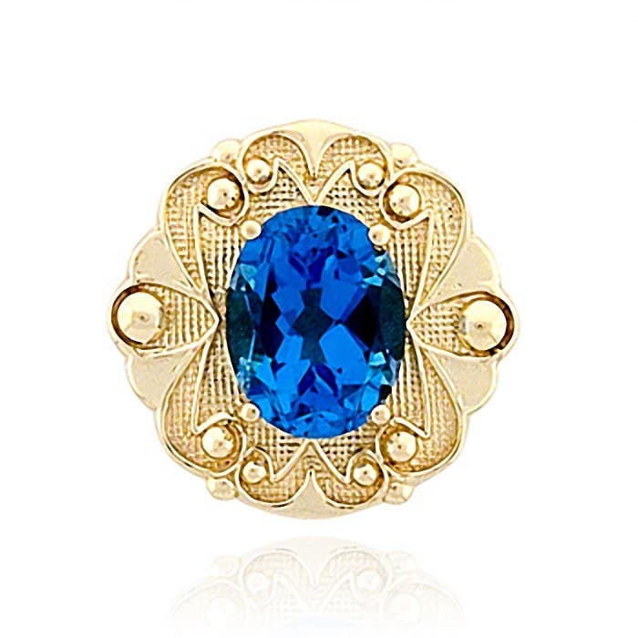 SL379 14kt Yellow Gold Swiss Blue Topaz top