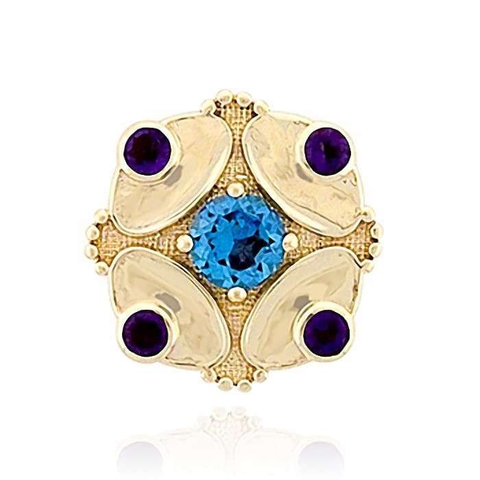 SL380 14kt Yellow Gold Swiss Blue Topaz and Amethyst top