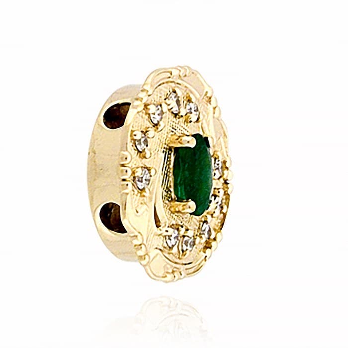 SL381 14kt Yellow Gold Emerald and Diamond angle