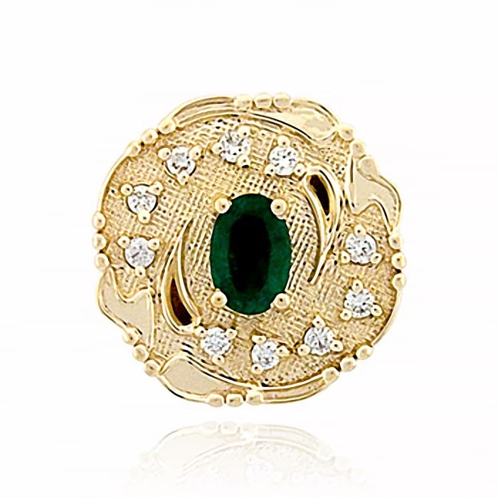 SL381 14kt Yellow Gold Emerald and Diamond top