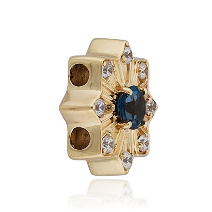 SL387 14kt Yellow Gold London Blue Topaz and Diamond angle