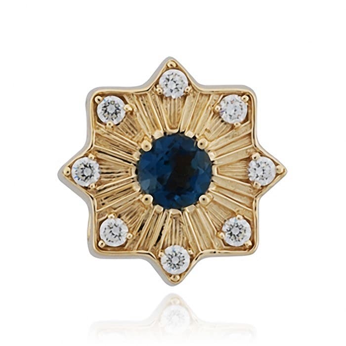 SL387 14kt Yellow Gold London Blue Topaz and Diamond top