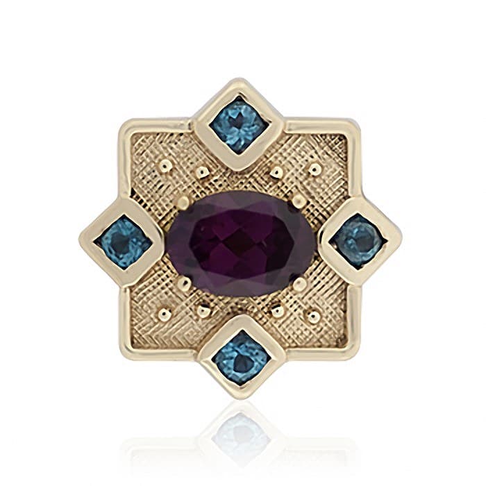 SL388 14kt Yellow Gold Amethyst and Swiss Blue Topaz top