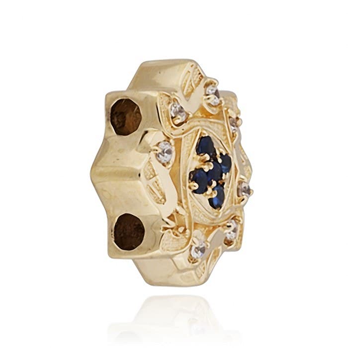 SL390 14kt Yellow Gold Blue Sapphire and Diamond angle