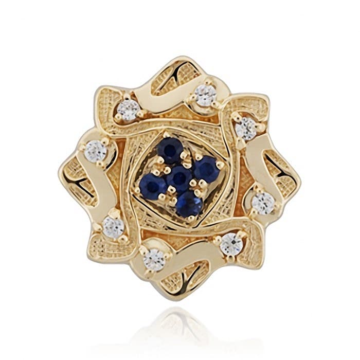 SL390 14kt Yellow Gold Blue Sapphire and Diamond top