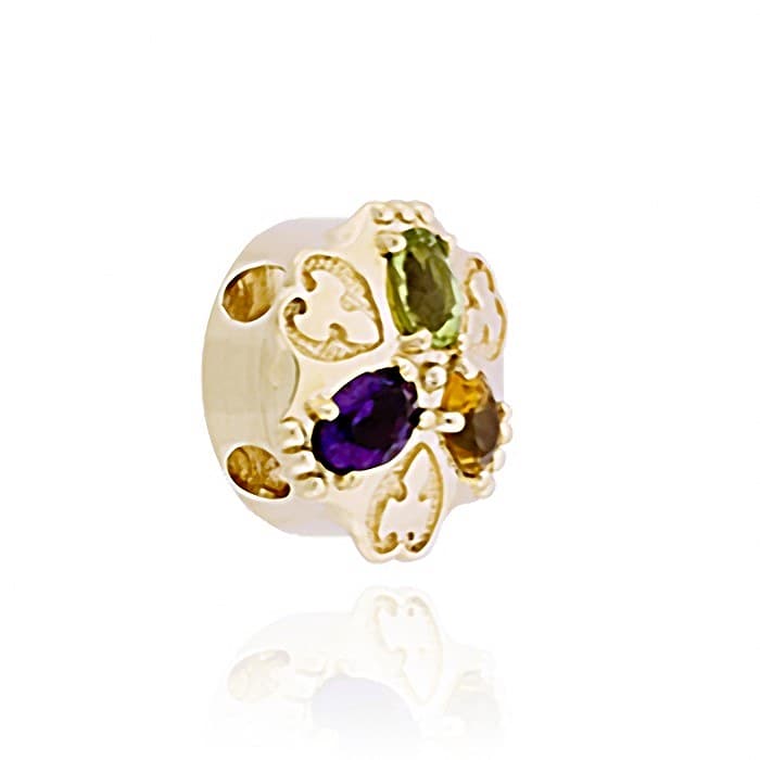 SL448 14kt Yellow Gold Amethyst and Peridot and Citrine angle