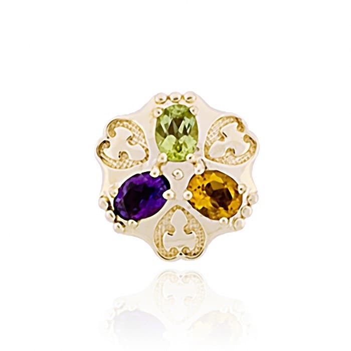 SL448 14kt Yellow Gold Amethyst and Peridot and Citrine top