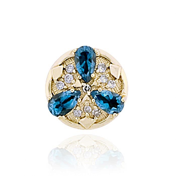 SL454 14kt Yellow Gold Diamond and London Blue Topaz top