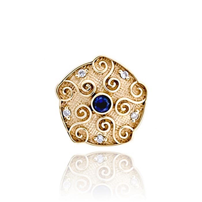 SL456 14kt Yellow Gold Blue Sapphire and Diamond top