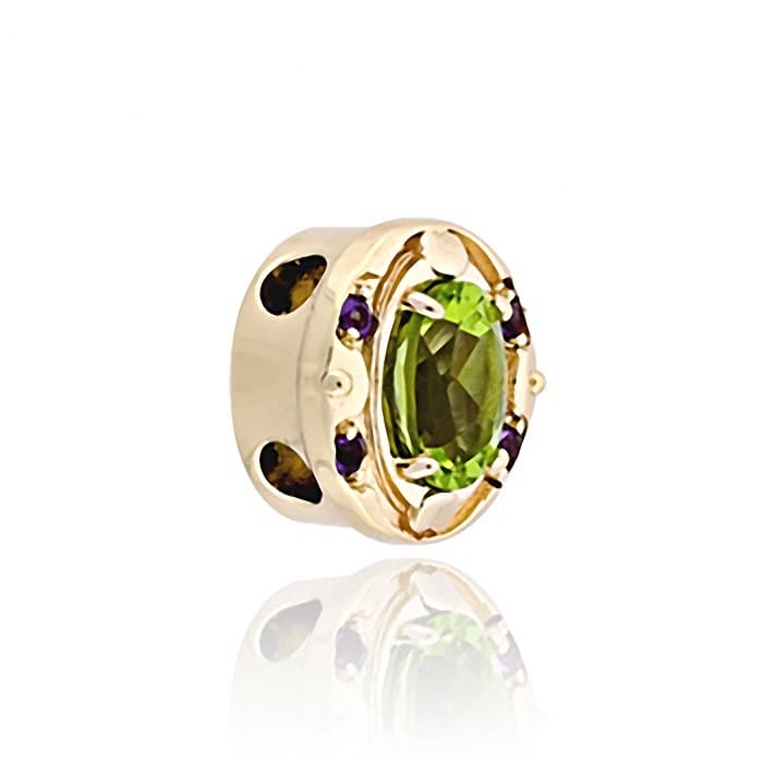 SL463 14kt Yellow Gold Peridot and Amethyst angle