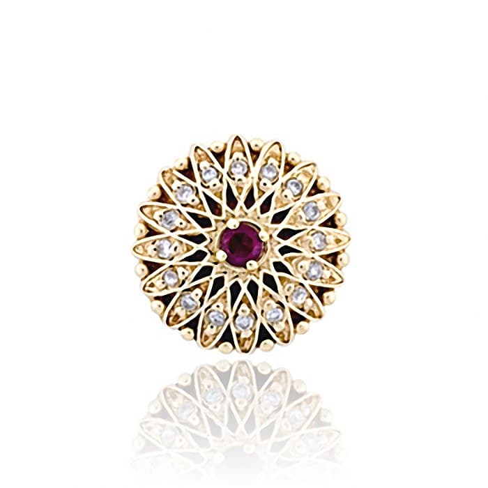 SL479 14kt Yellow Gold Ruby and Diamond top