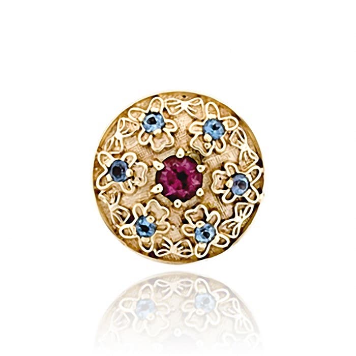 SL481 14kt Yellow Gold Pink Tourmaline and Swiss Blue Topaz top