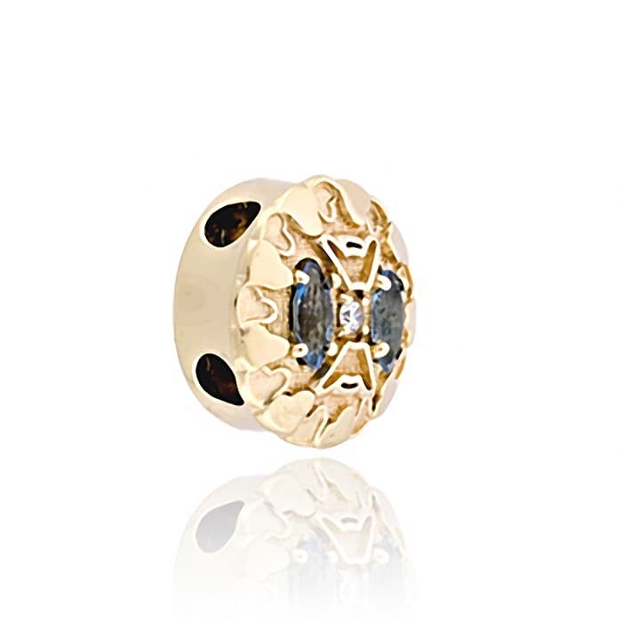 SL482 14kt Yellow Gold Diamond and Swiss Blue Topaz angle