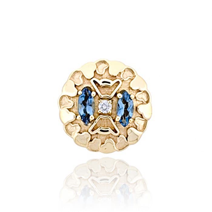 SL482 14kt Yellow Gold Diamond and Swiss Blue Topaz top