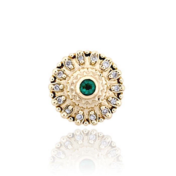 SL495 14kt Yellow Gold Emerald and Diamond top