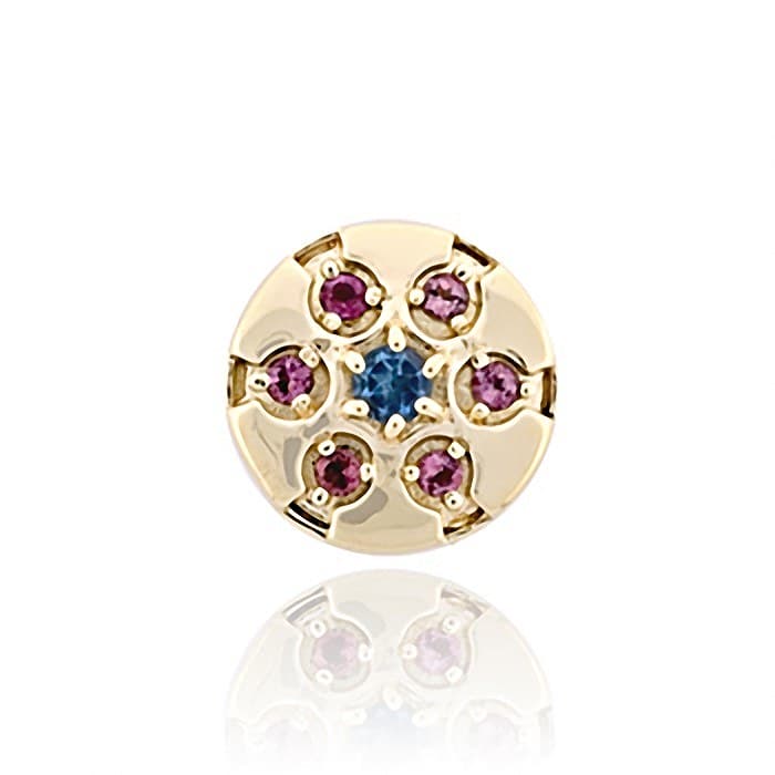 SL496 14kt Yellow Gold Swiss Blue Topaz and Pink Tourmaline top