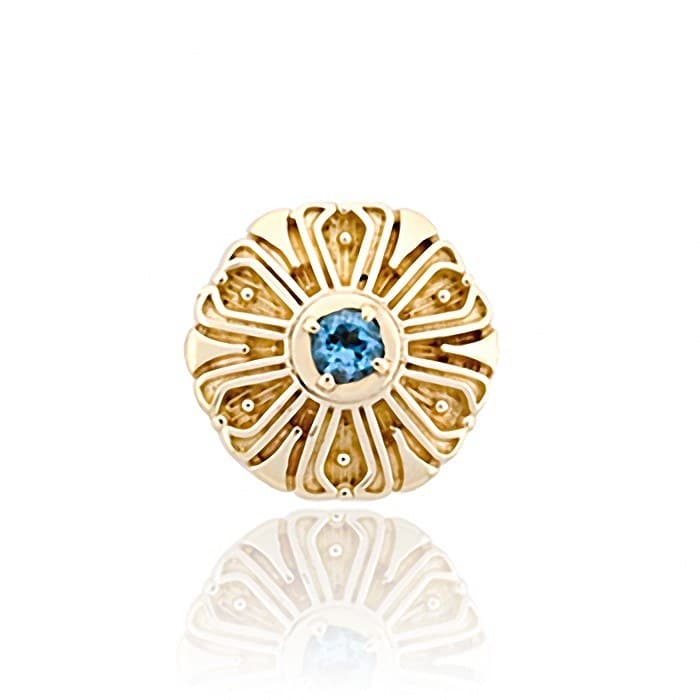 SL498 14kt Yellow Gold Swiss Blue Topaz top