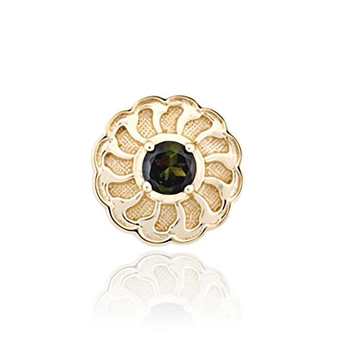 SL518 14kt Yellow Gold Green Tourmaline top